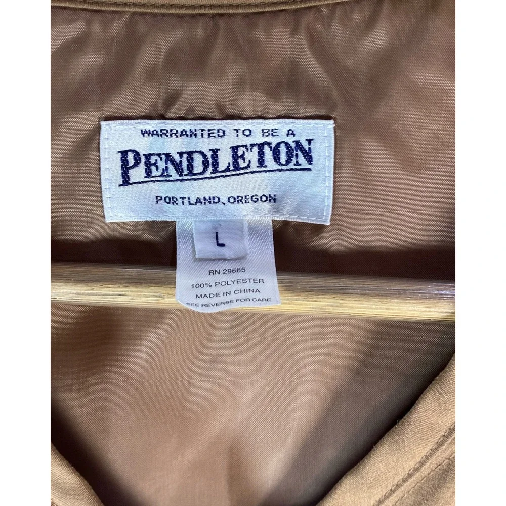 Pendleton Womens Quilted Vest Brown Button Front Diamond Quilt Size L Western